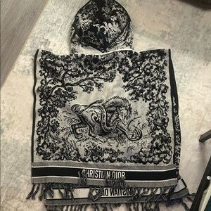 Dior blue and white Graphic Poncho